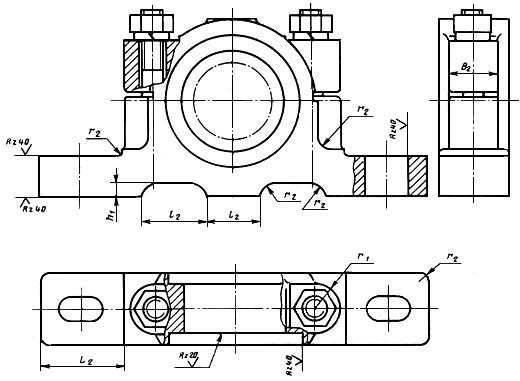 ГОСТ 11607-82 Корпуса подшипников скольжения разъемные с двумя крепежными отверстиями. Конструкция и размеры
