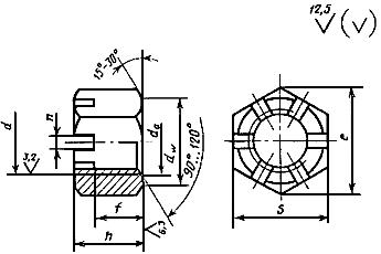 ГОСТ 5932-73  Гайки шестигранные прорезные и корончатые класса точности А. Конструкция и размеры (с Изменениями N 1-6)
